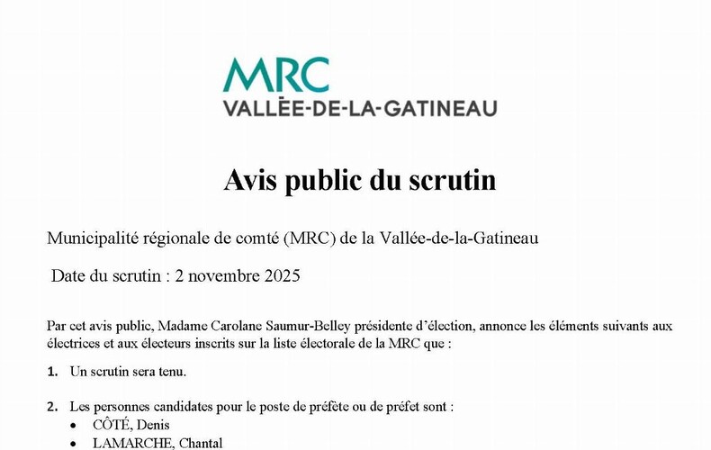 Avis public du scrutin